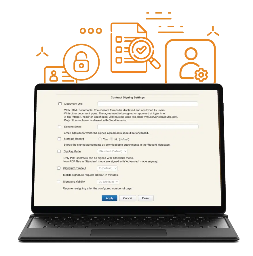 WebADM : solution de gestion des identités et des accès pour la conformité à l'authentification multifacteur, les contrôles d'accès précis, l'audit rationalisé et la signature d'accords.